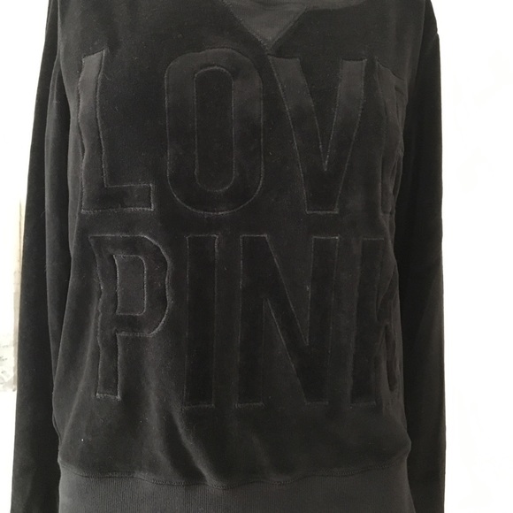 Victoria’s Secret PINK- Velour Black Sweater, medium - Picture 2 of 7